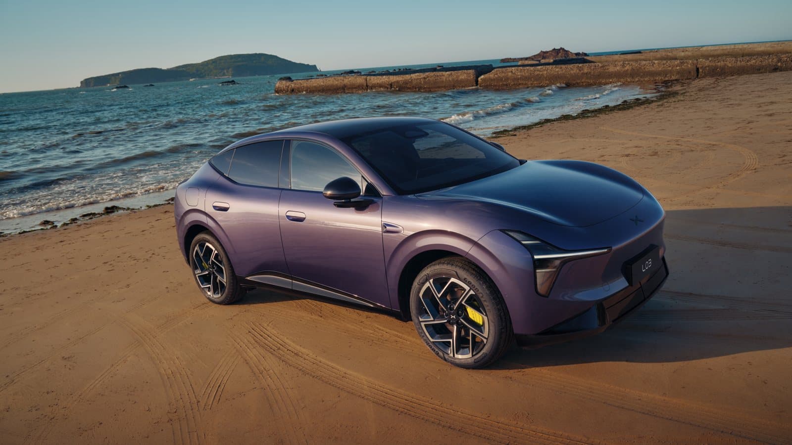Xpeng L03 coupé-SUV on a beach